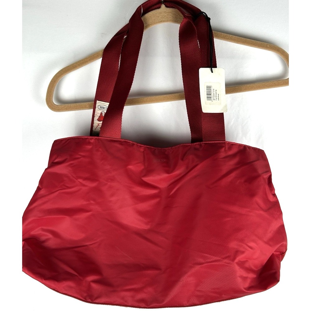 NWT Brics Fly Collection Red Nylon Shopping Carry On Bag Travel Tote Medium Vtg